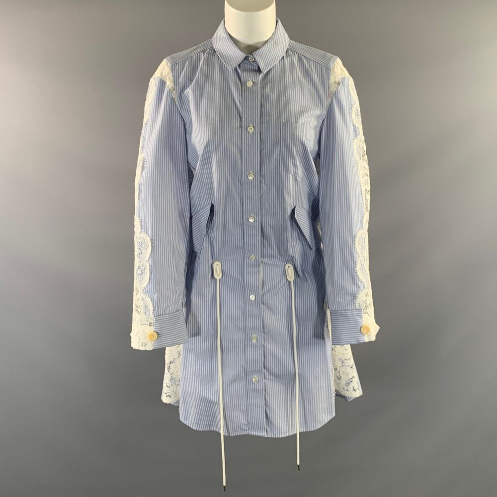SACAI SS2017 Size M Blue White Cotton Blend Dress